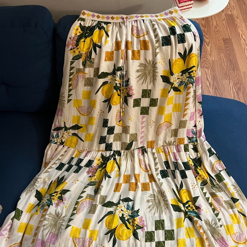 Rachel Zoe Floral Patterned Skirt in Yellow and Green